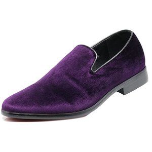 Men's Vintage Plain Velvet Dress Loafers Slip On Shoes Classic Tuxedo Dress 03pr
